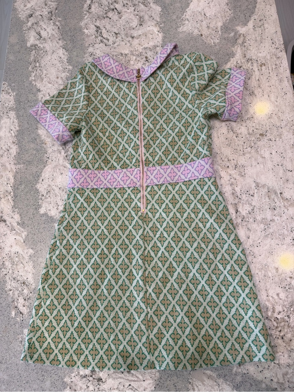 Hannah Banana Green Multi Two-Tone Mod Dress with Rhinestone Buttons Size 8